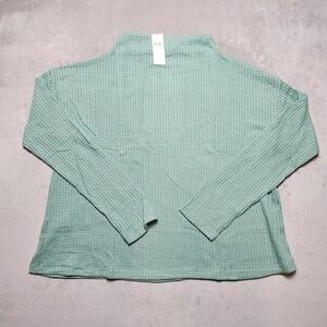 NWT Anthropologie Sunday In Brooklyn Shirt Womens Large Green Waffle Knit Soft